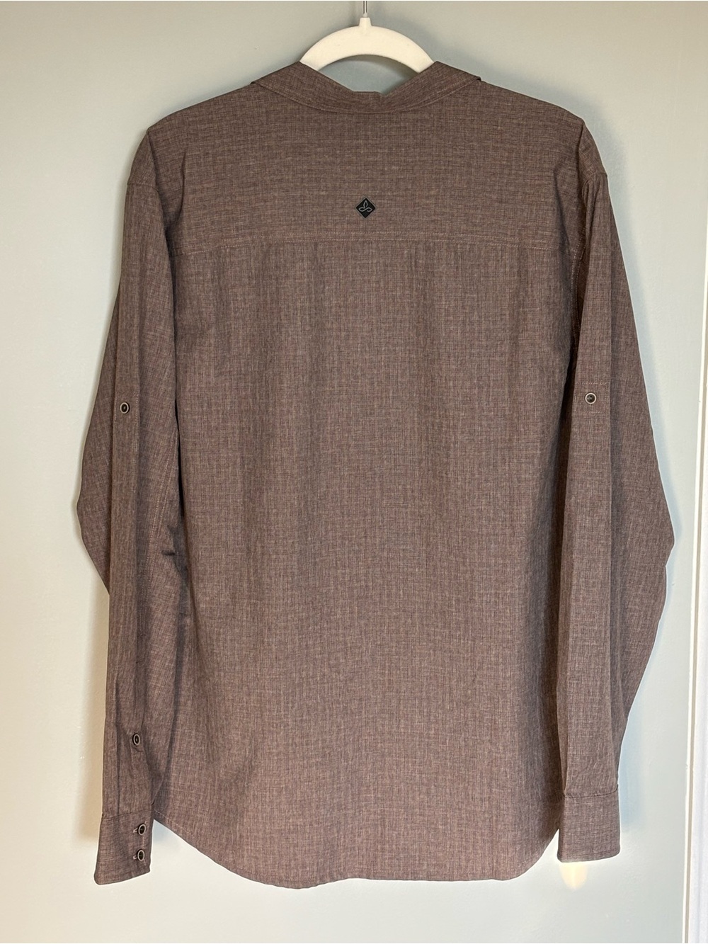 prAna Men’s Brown/Taupe Long Sleeve Button-Down Shirt | Large | Roll-Tab Sleeves - Picture 2 of 8